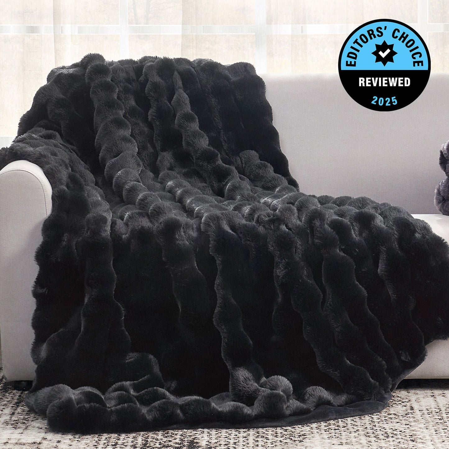 Luxurious Bubble Faux Fur Throw Blanket