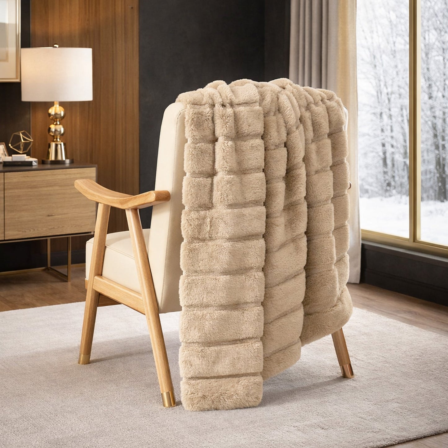 Sheared Faux Fur Throw Blanket