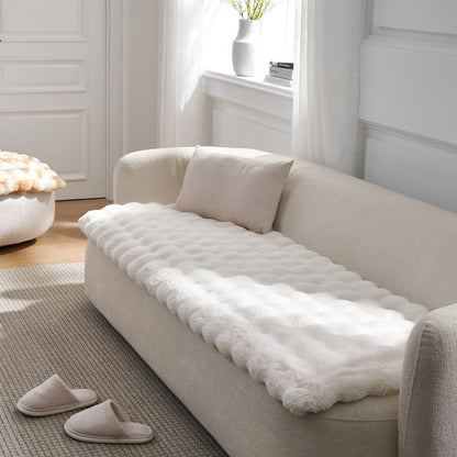 Cream White couch cover on a beige sofa with a plant in the background#color_Cream White