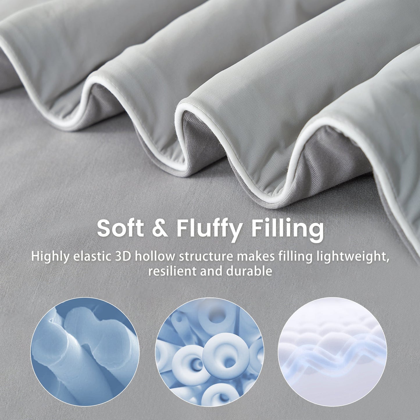 Close up of cooling fabric and soft fluffy filling.#color_Light Grey