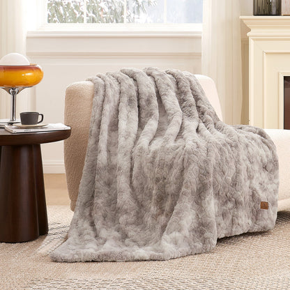 Premium Brushed Faux Fur Throw Blanket
