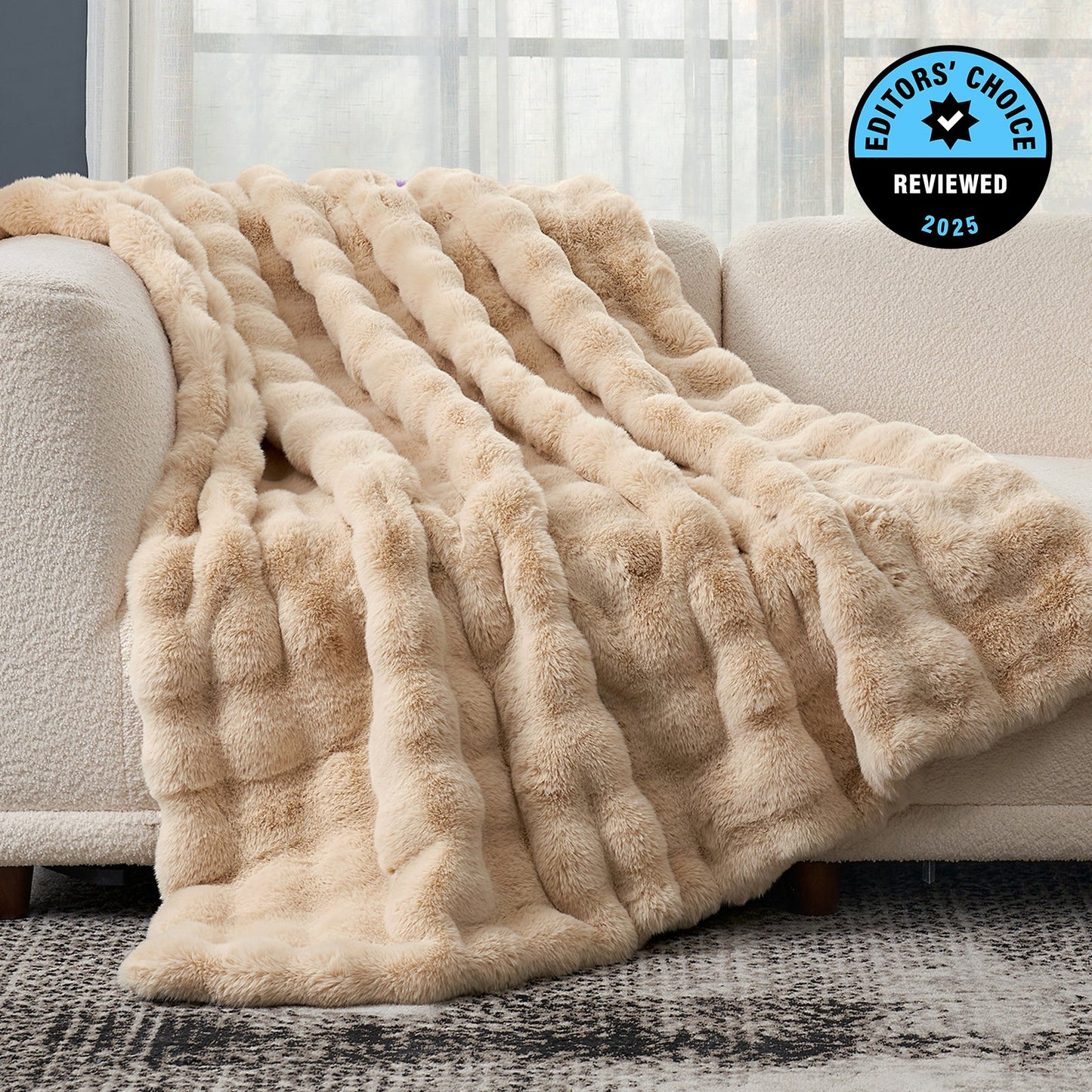 Luxurious Bubble Faux Fur Throw Blanket - Tie-dye Pink