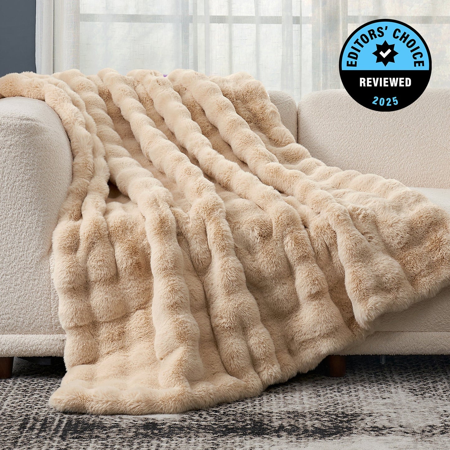 Luxurious Bubble Faux Fur Throw Blanket - Charcoal Grey