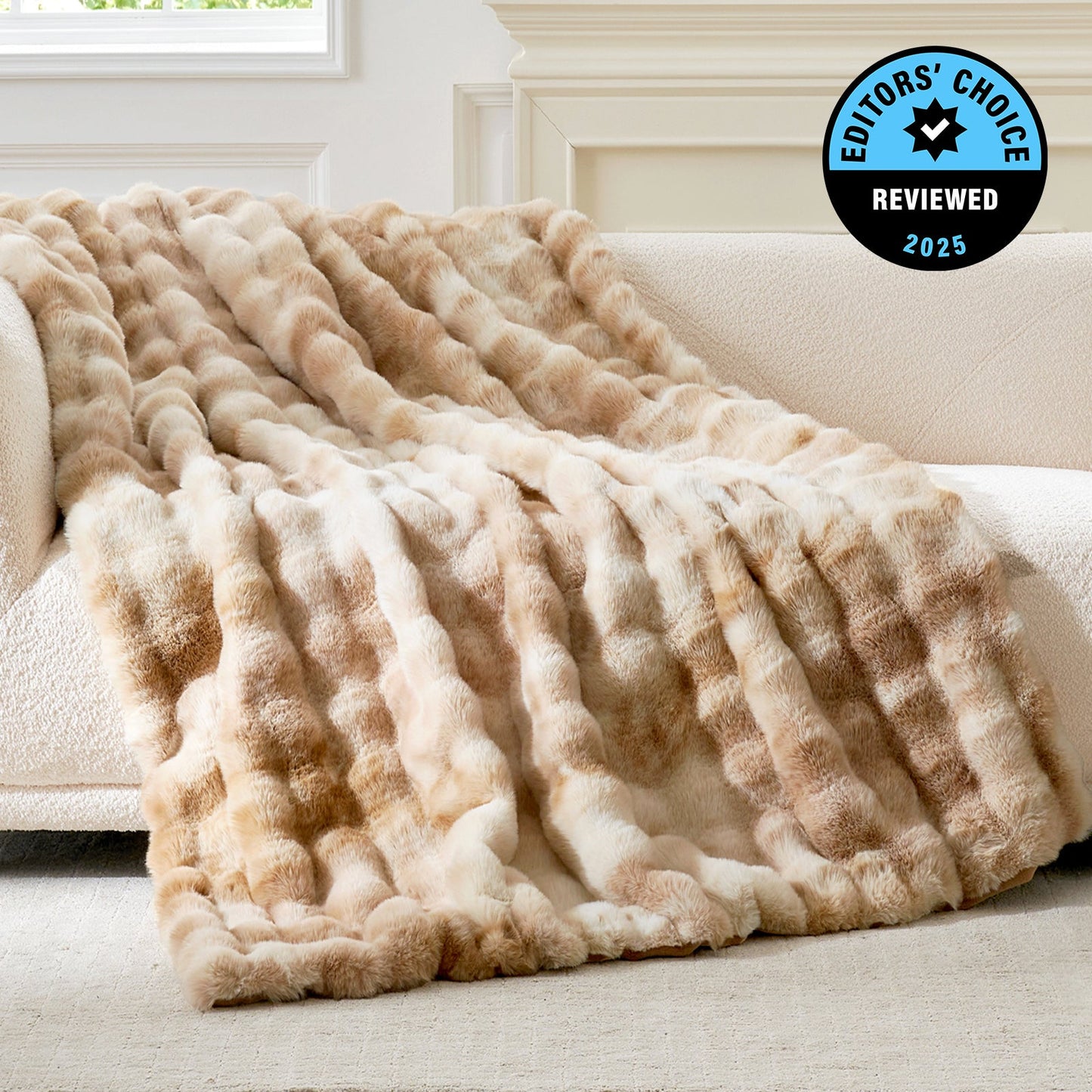 Luxurious Bubble Faux Fur Throw Blanket - Tie-dye Black