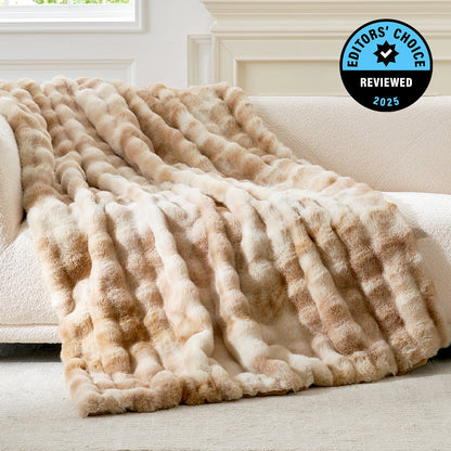 Luxurious Bubble Faux Fur Throw Blanket - Tie-dye Black