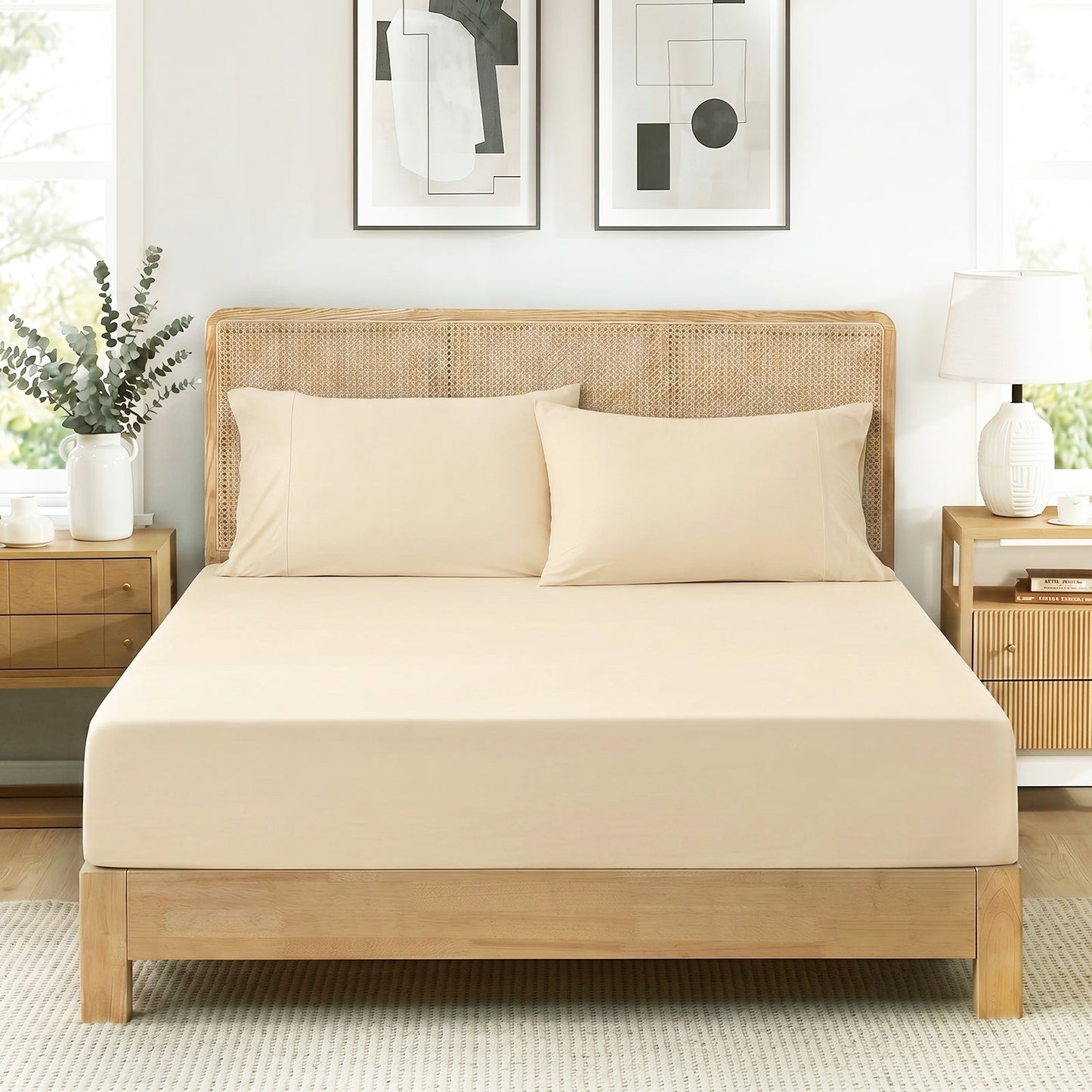 Cooling Fitted Sheet with Pillowcases Set - Navy Blue