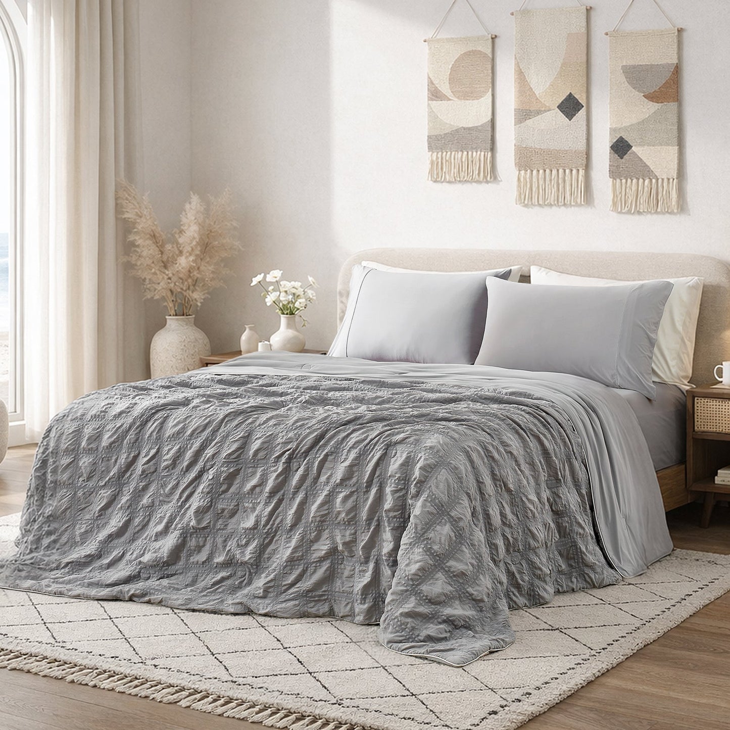 Seersucker Plaid Cooling Comforter