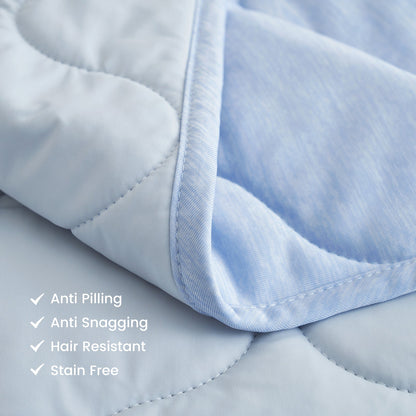 Cool blue cooling blanket, anti-pilling, anti-snagging, hair-resistant, stain-free. #color_Cool Blue