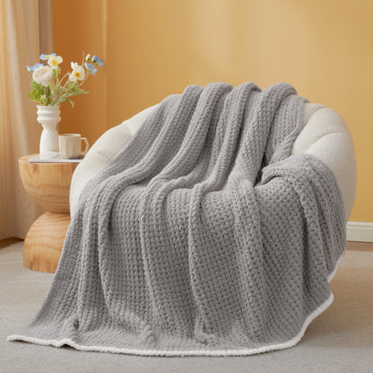 Soft Waffle Feather Yarn Throw Blanket