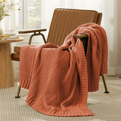 Chevron Chenille Knit Throw Blanket