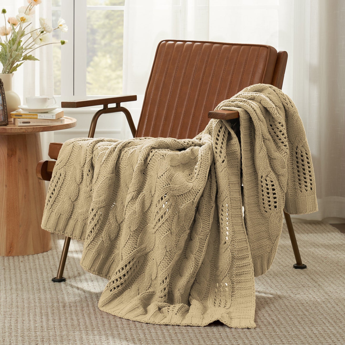 Chenille Cable Knit Throw Blanket