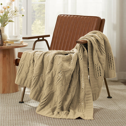 Chenille Cable Knit Throw Blanket