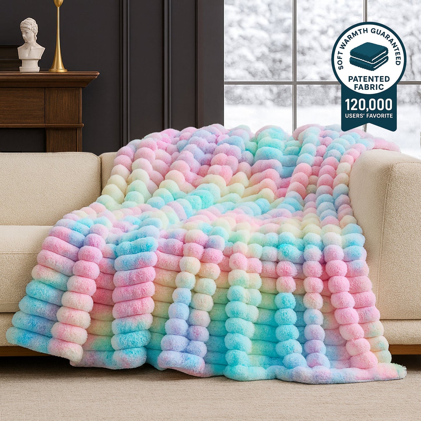 Ultra Chunky Purple Striped Faux Fur Throw Blanket
