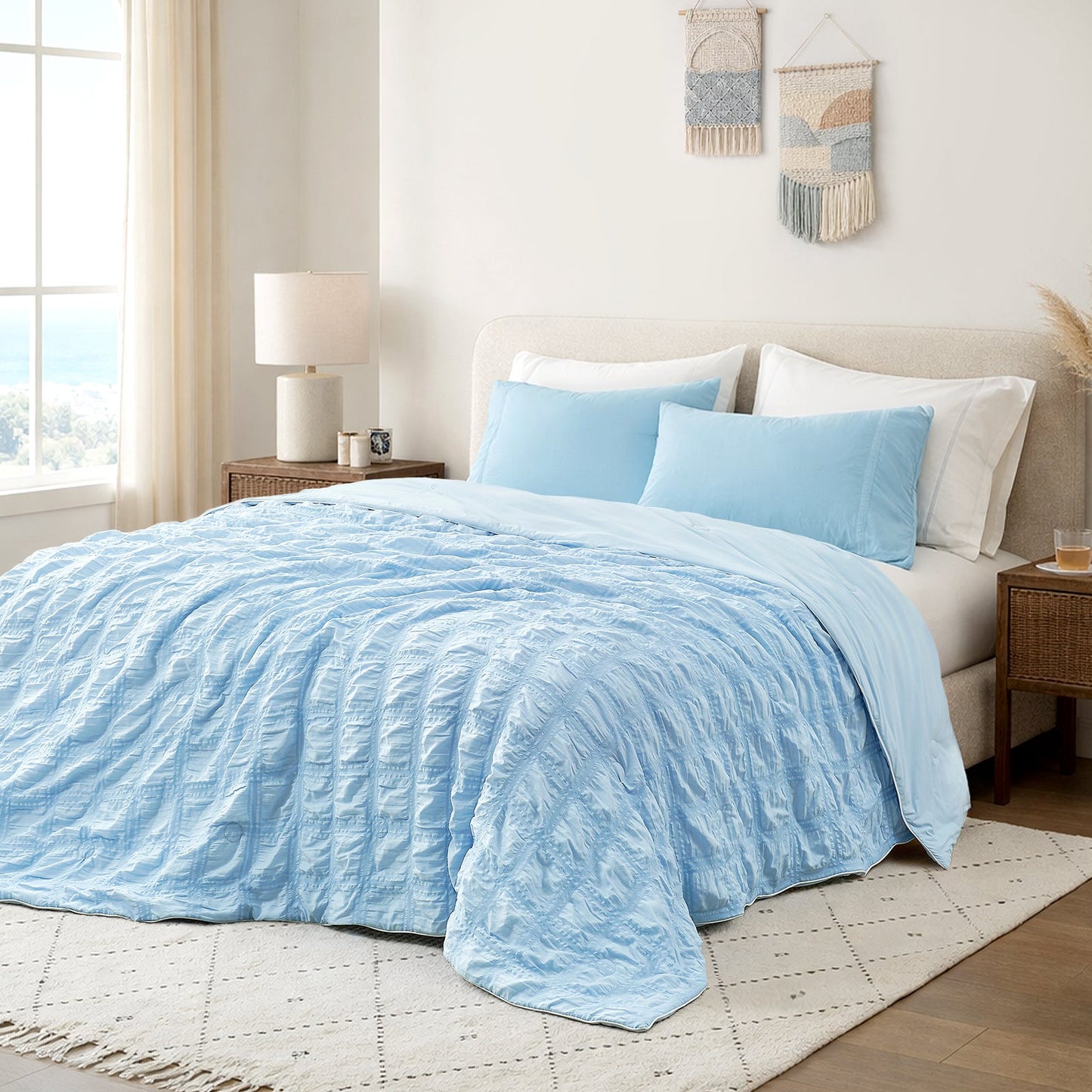 Seersucker Plaid Cooling Comforter