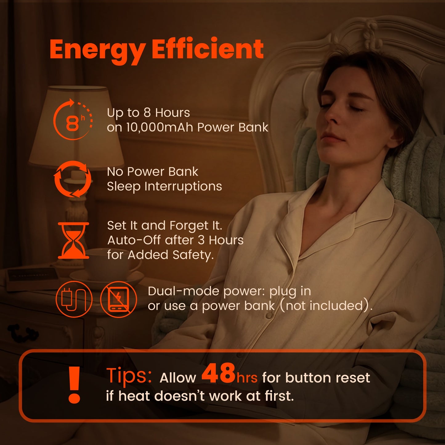Energy-efficient electric reading pillow features displayed on screen #color_Sage Green