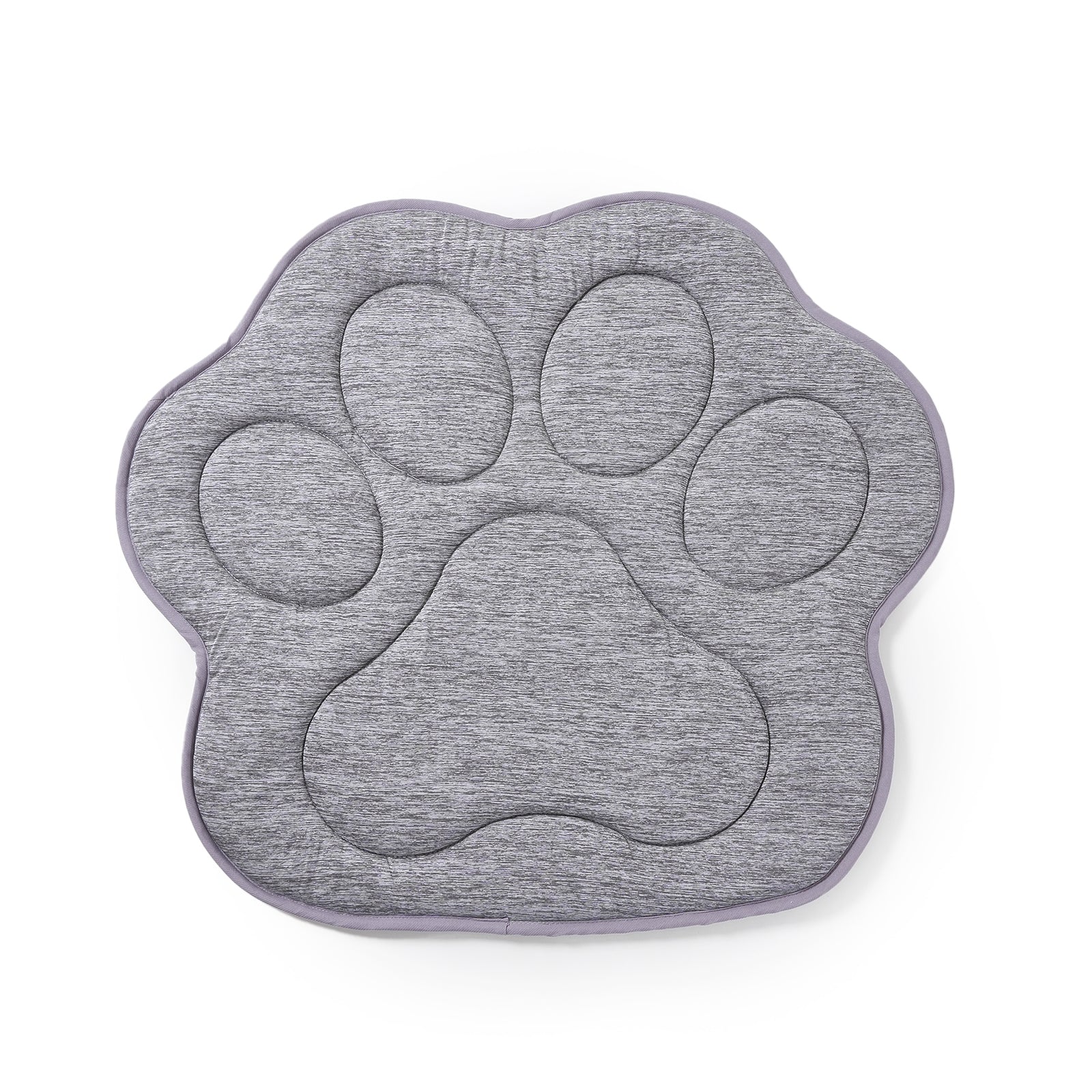 Gray paw-shaped mat on a white background.#color_Grey