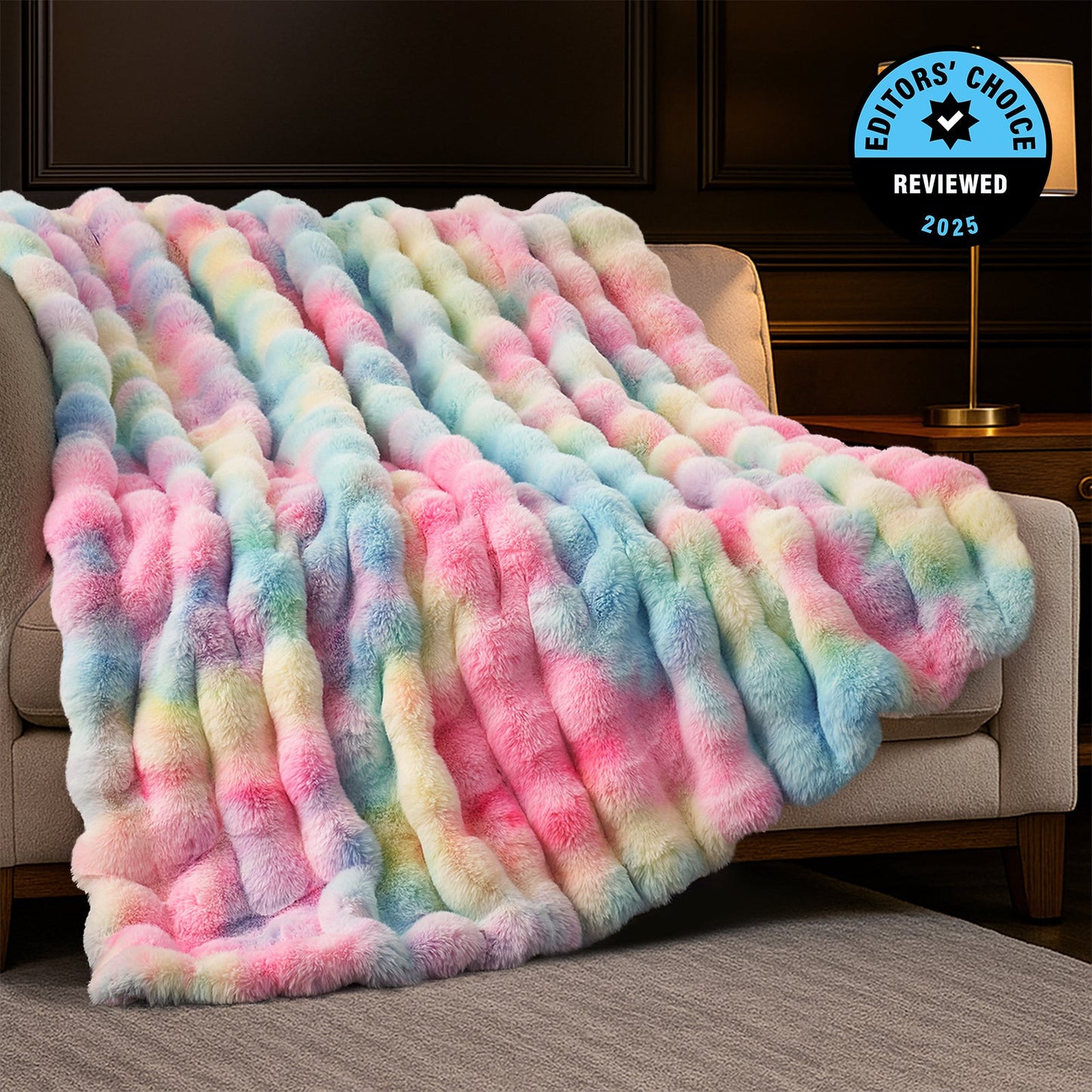 Luxurious Bubble Faux Fur Throw Blanket - Leopard