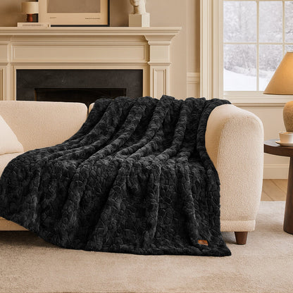 Premium Brushed Faux Fur Throw Blanket