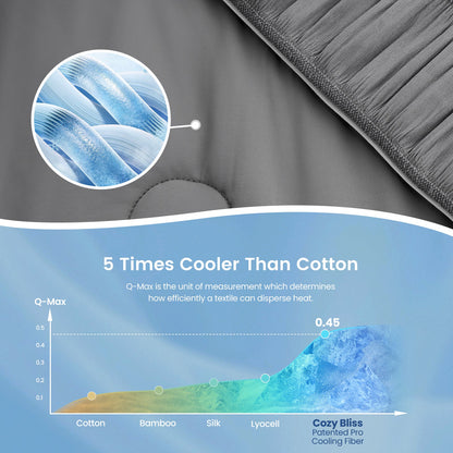 Cozy Bliss Vertical Striped Seersucker Cooling Comforter Cooling Technology. #color_Charcoal Grey
