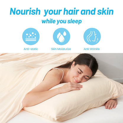 Cooling pillowcase, nourishing hair and skin while you sleep, beige color, soft and anti-wrinkle #color_Yellow