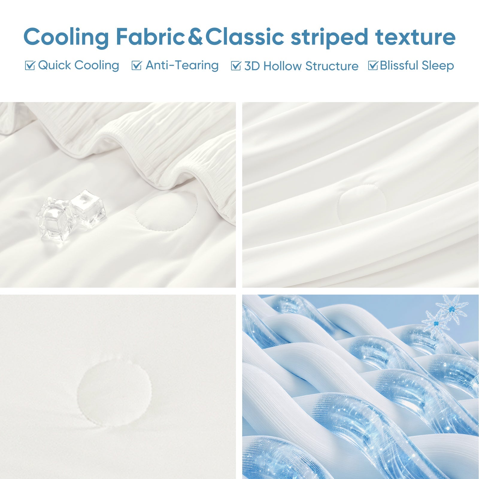 Close up of striped cooling fabric.#color_Off White