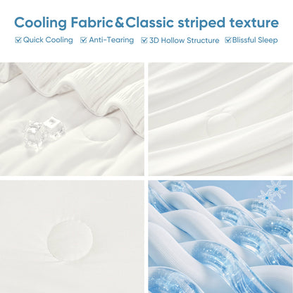 Close up of striped cooling fabric.#color_Off White