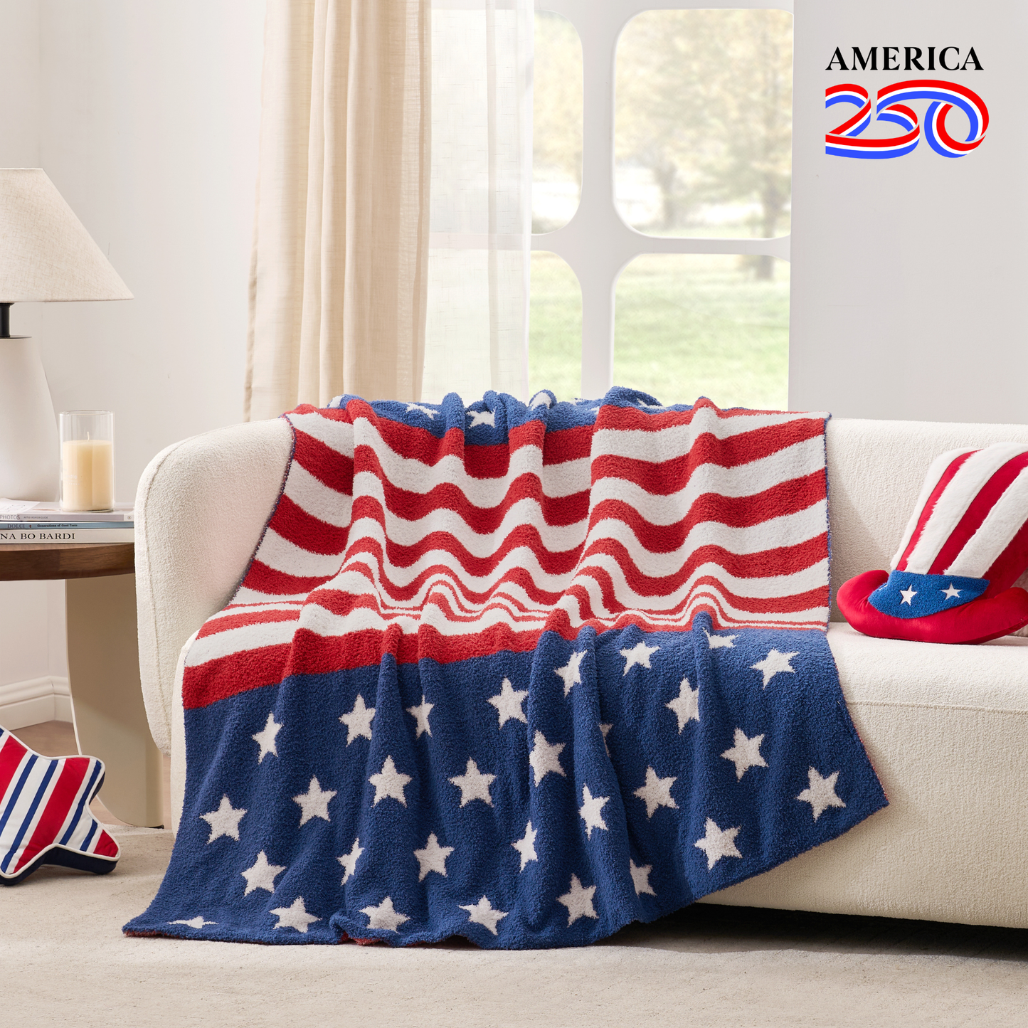 Independent Day Feather Yarn Throw Blanket