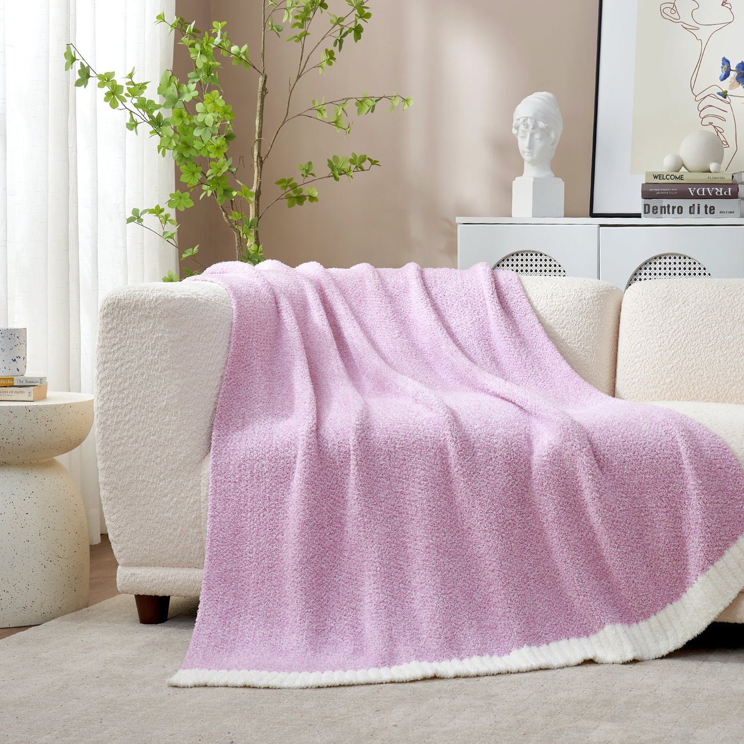 Heather Feather Yarn Throw Blanket