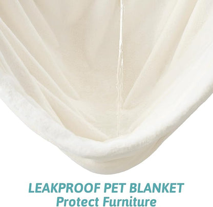 Cozy Bliss leakproof faux fur pet blanket prevents liquids from soaking through to protect your furniture. #color_Cream White