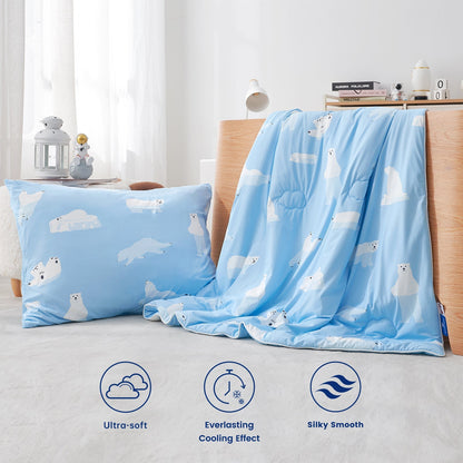 Comforter set featuring polar bear prints,soft, everlasting cooling and silky smoot.#color_Polar Bear