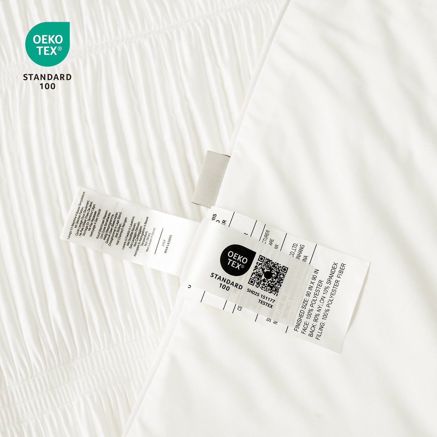 Close up of OEKO-TEX Standard 100 cooling fabric.#color_Off White
