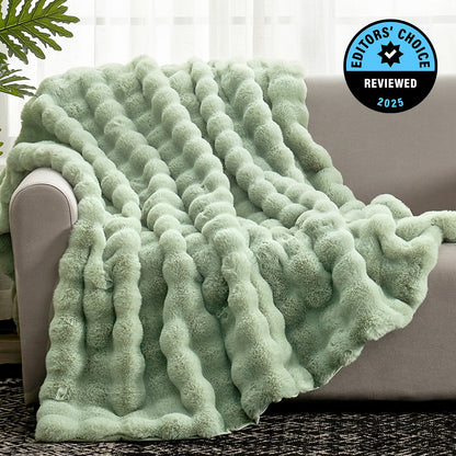 Luxurious Bubble Faux Fur Throw Blanket - Leopard
