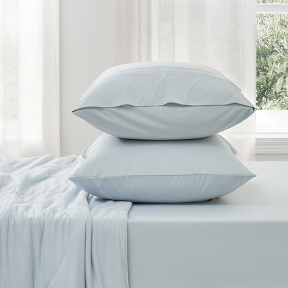 Light blue cooling pillowcases and sheet set, cozy bedding #Color_Cool Blue