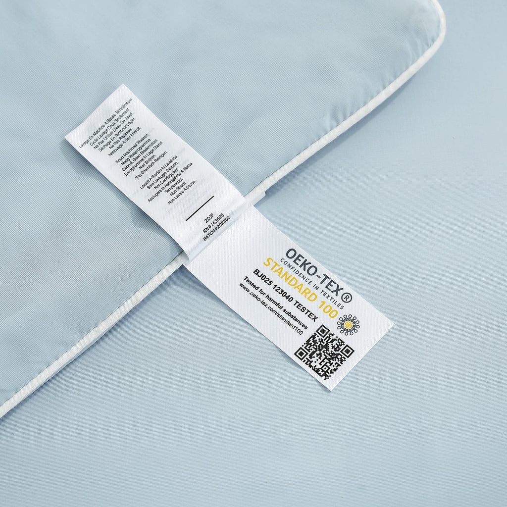 OEKO-TEX certified cooling comforter. Tested for harmful substances #Color_Cool Blue