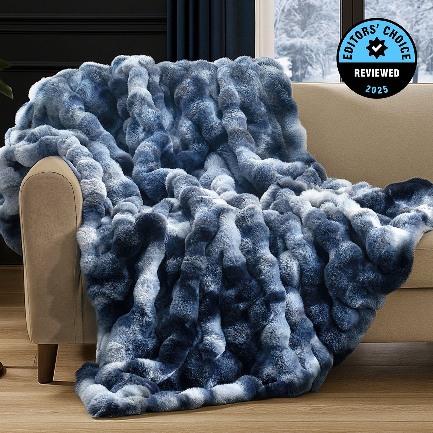 Luxurious Bubble Faux Fur Throw Blanket - Charcoal Grey
