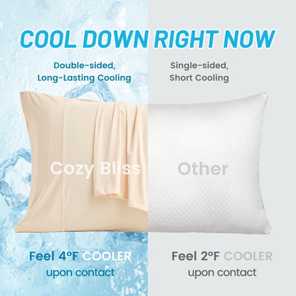 Cozy Bliss cooling pillowcase, beige color, double-sided cooling for comfortable sleep, feels 4°F cooler. #color_Yellow