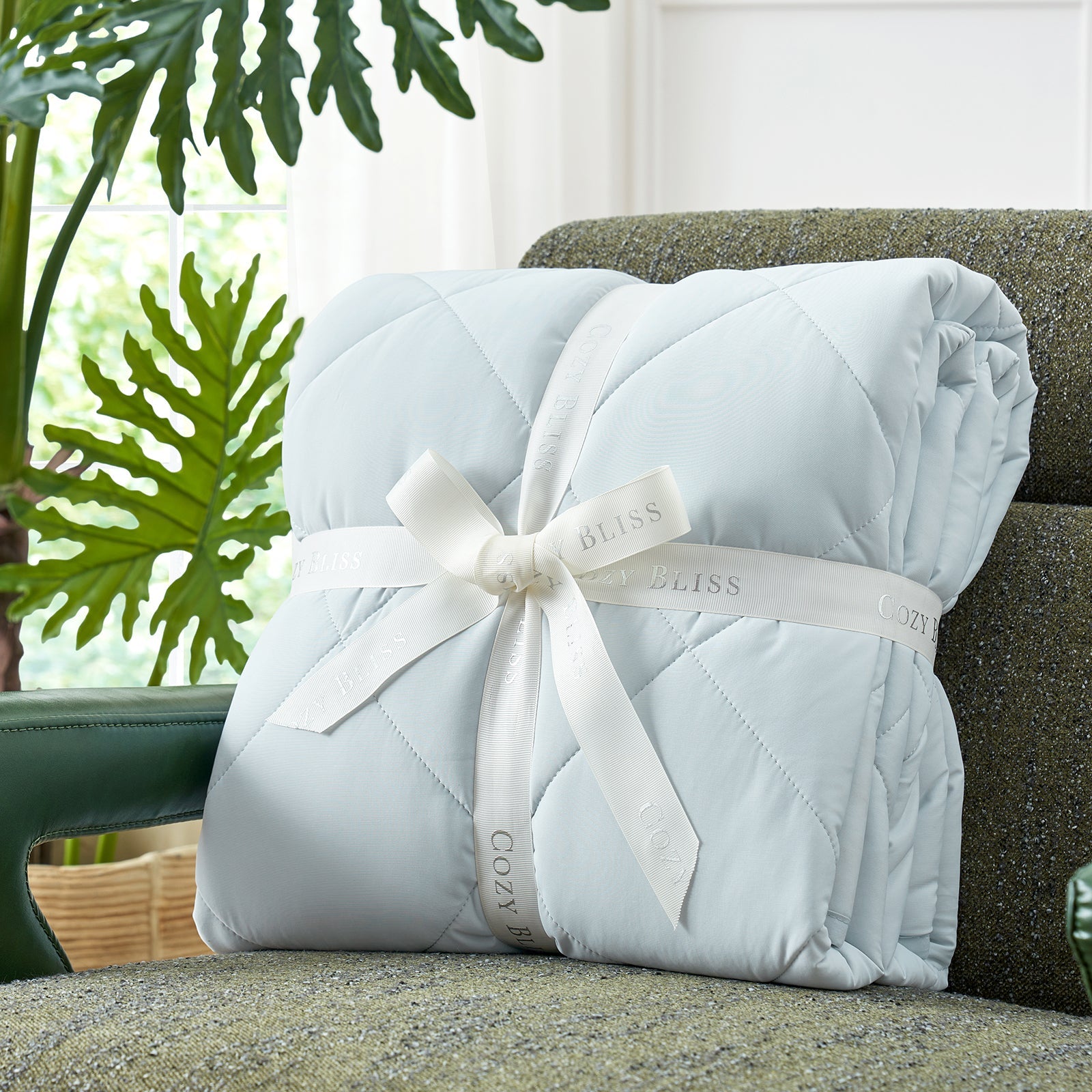 Cozy Bliss Cooling Blanket, gift wrapped #Color_Cool Blue