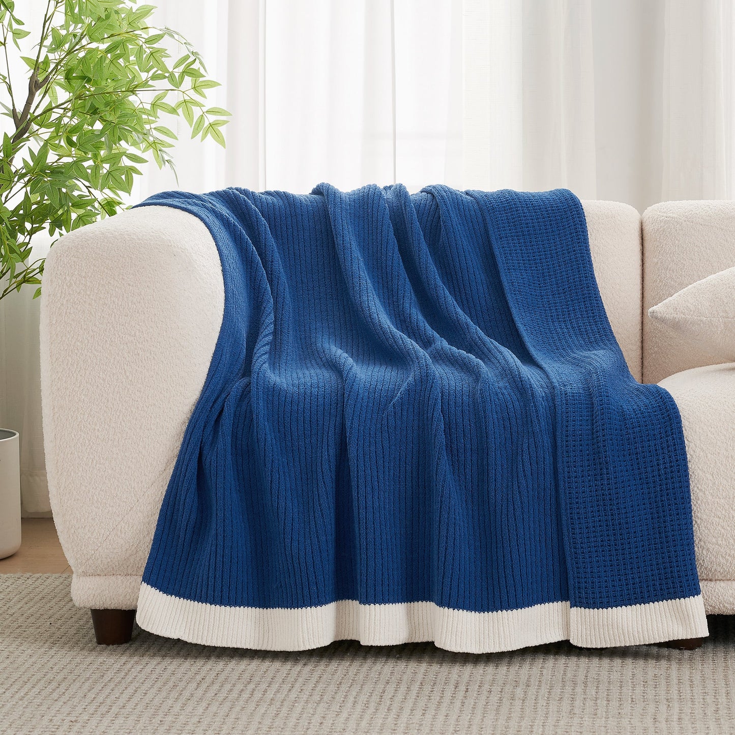 Chenille Waffle Knit Throw Blanket