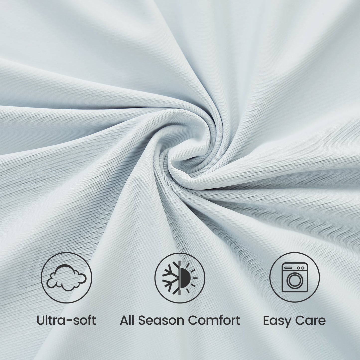 Cooling fitted sheet fabric detail, ultra-soft, all-season comfort, easy care #Color_Cool Blue