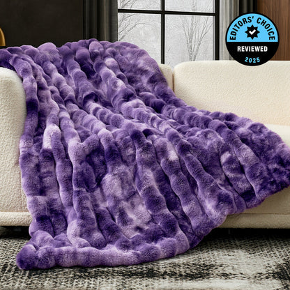 Luxurious Bubble Faux Fur Throw Blanket - Tie-dye Beige