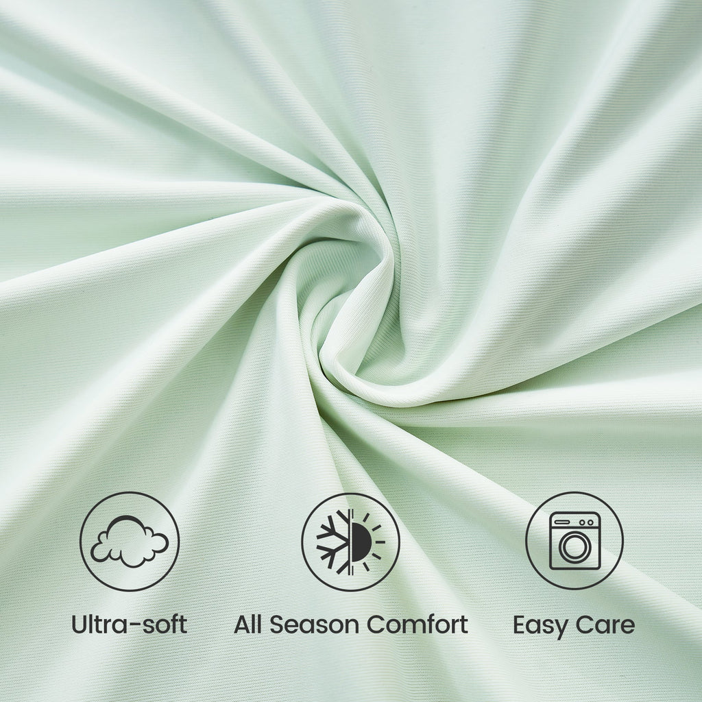Mint green cooling sheet set fabric, ultra-soft, all-season comfort, and easy care. #Color_Light Mint Green
