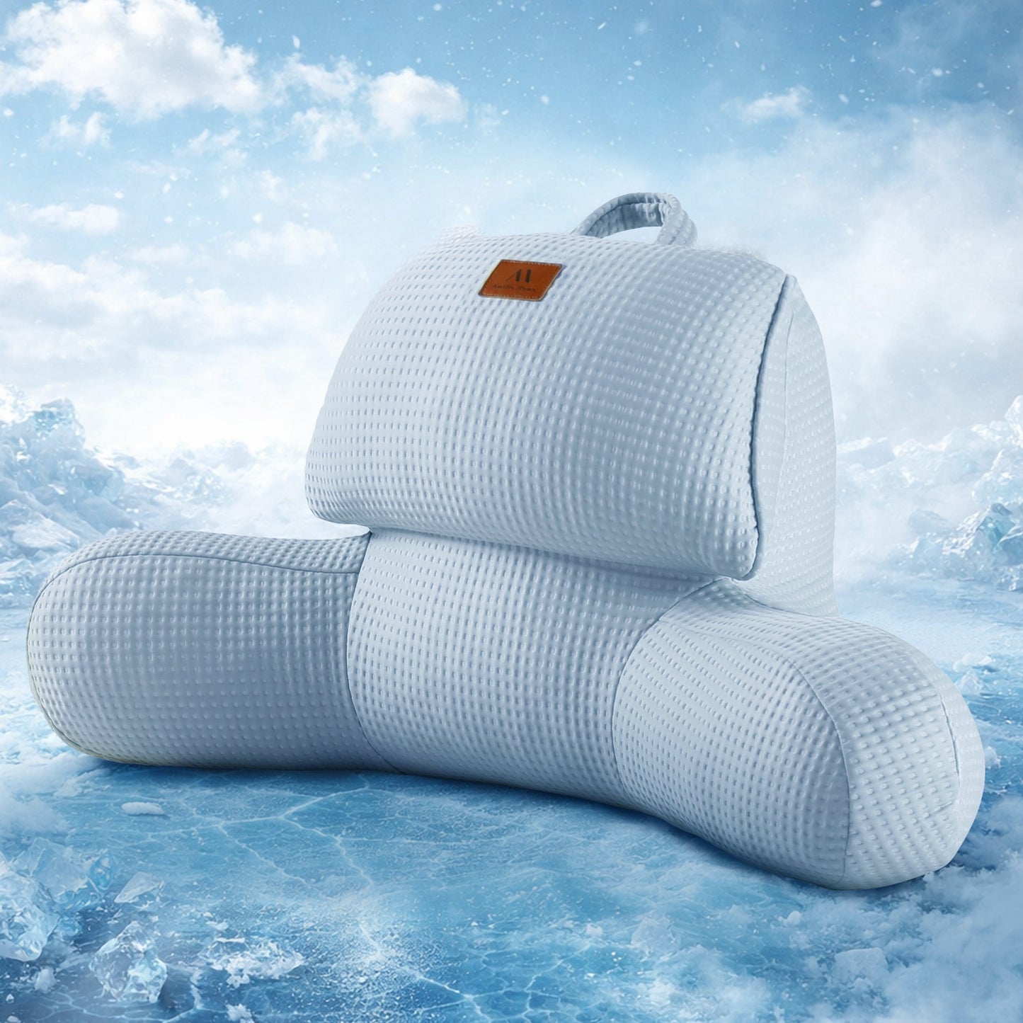 Cozy Bliss Blue Cooling Backrest Reading Pillow front view #color_Cool Blue