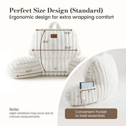 Cozy Bliss faux fur reading pillow with convenient pocket #color_Ivory
