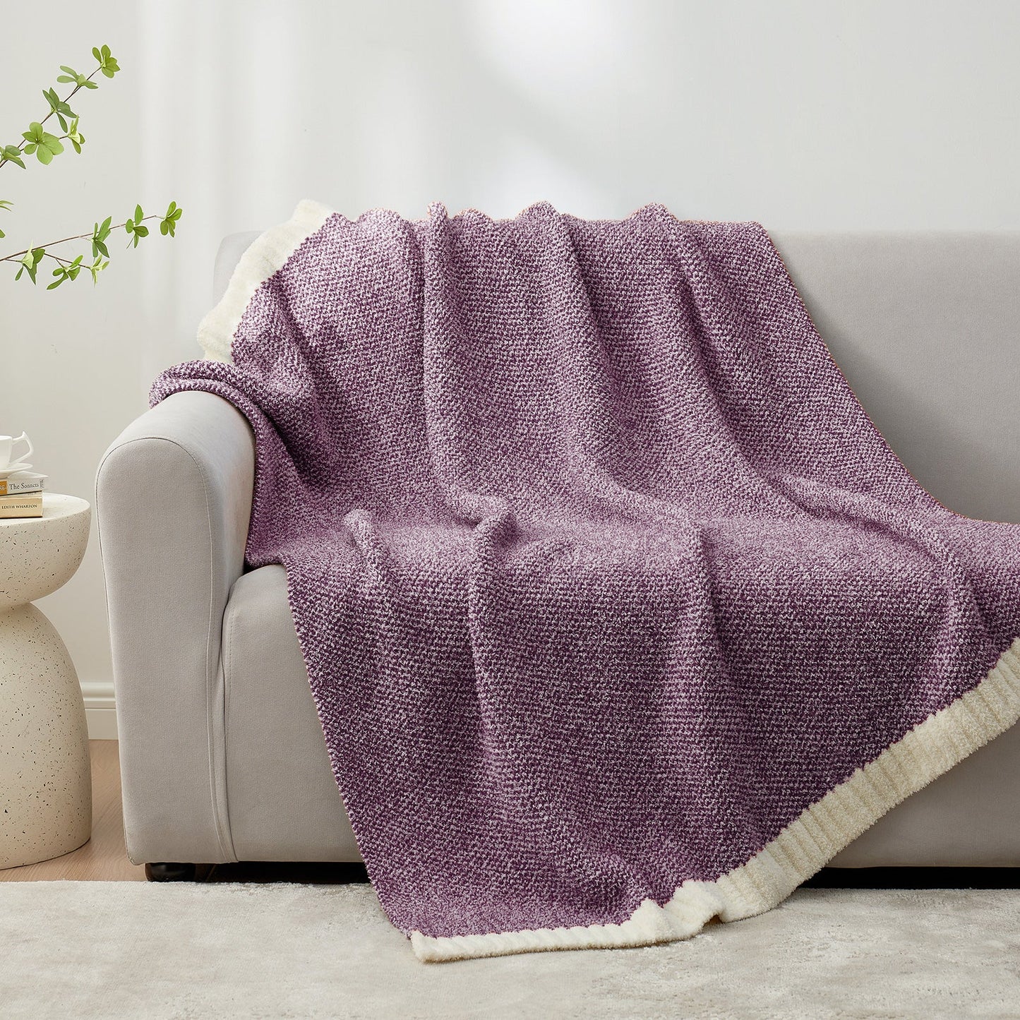 Heather Feather Yarn Throw Blanket