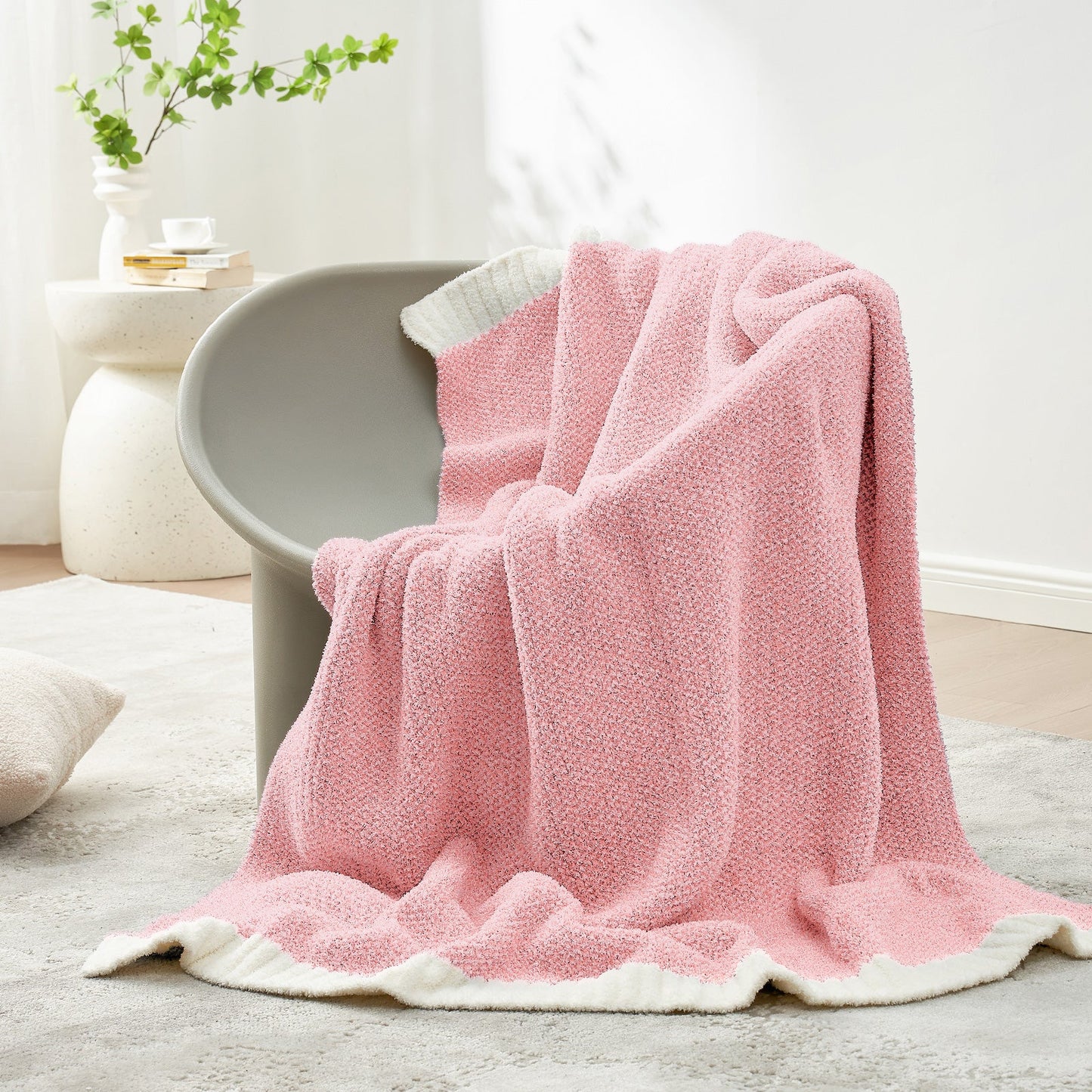 Heather Feather Yarn Throw Blanket - Pale Blue