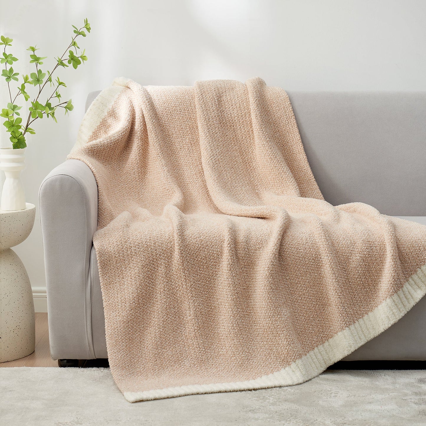 Heather Feather Yarn Throw Blanket - Pale Blue