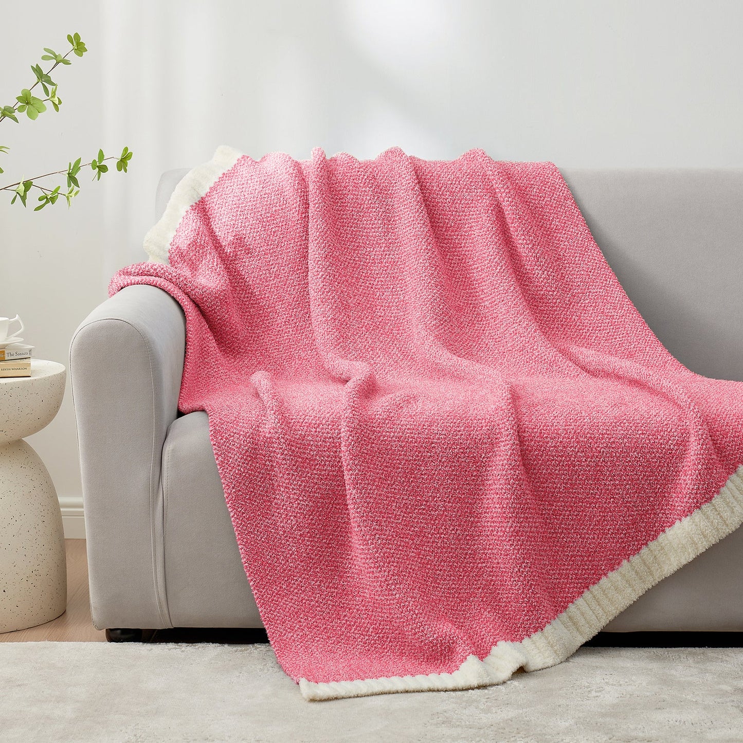 Heather Feather Yarn Throw Blanket - Pale Blue