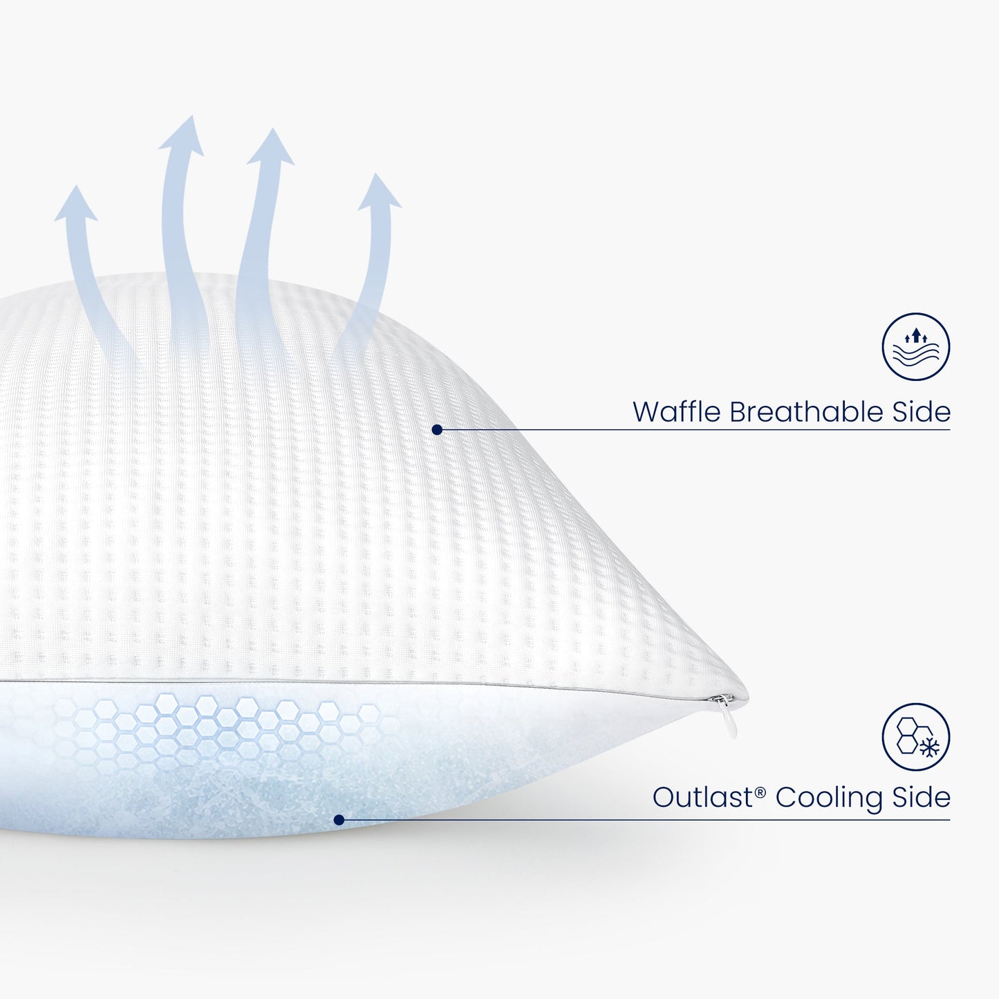 Dual-sided design of Outlast® Cooling Body Pillow. #color_Off White