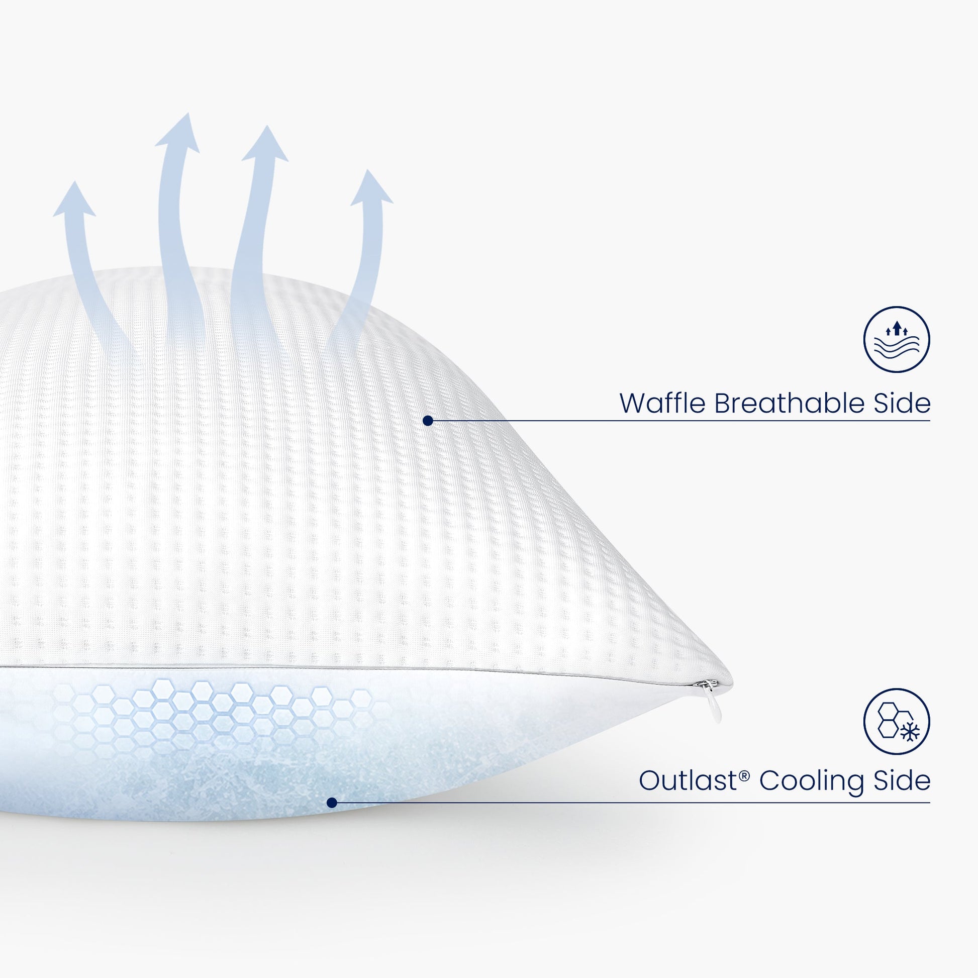 Dual-sided design of Outlast® Cooling Body Pillow. #color_Off White