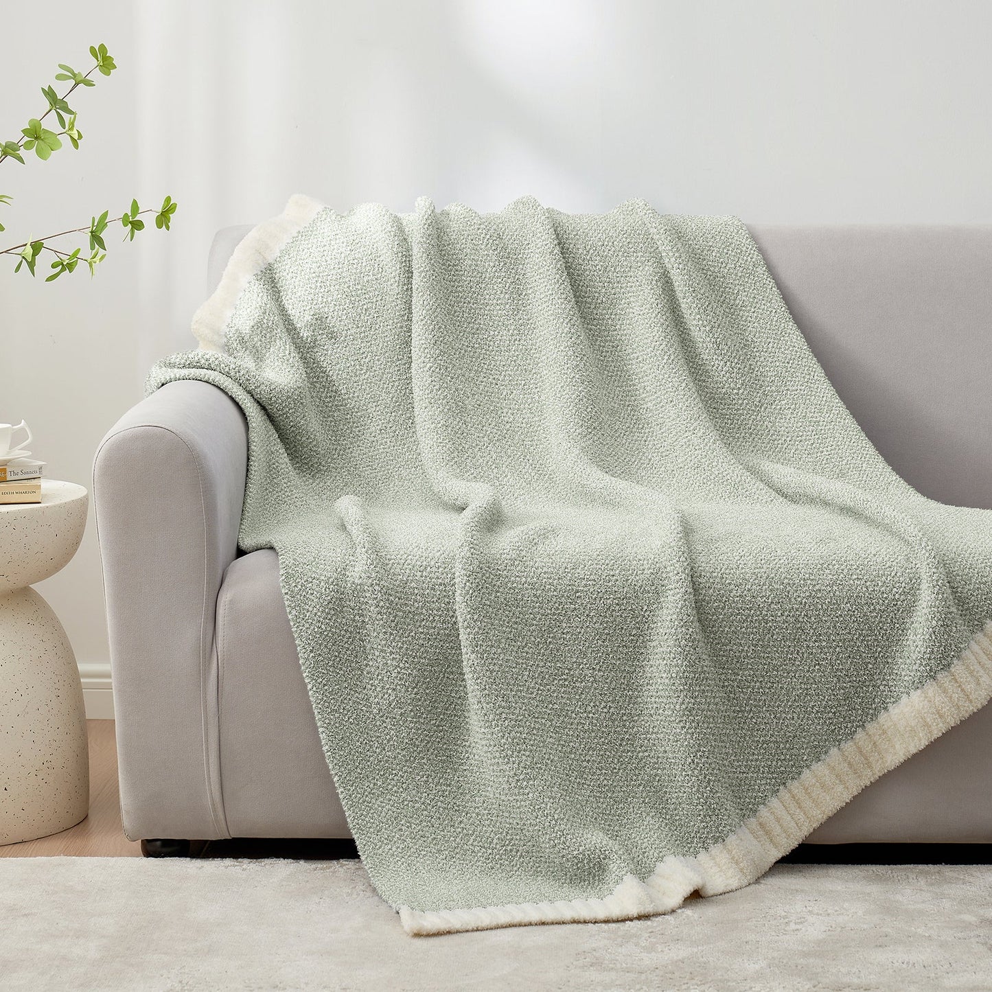 Heather Feather Yarn Throw Blanket